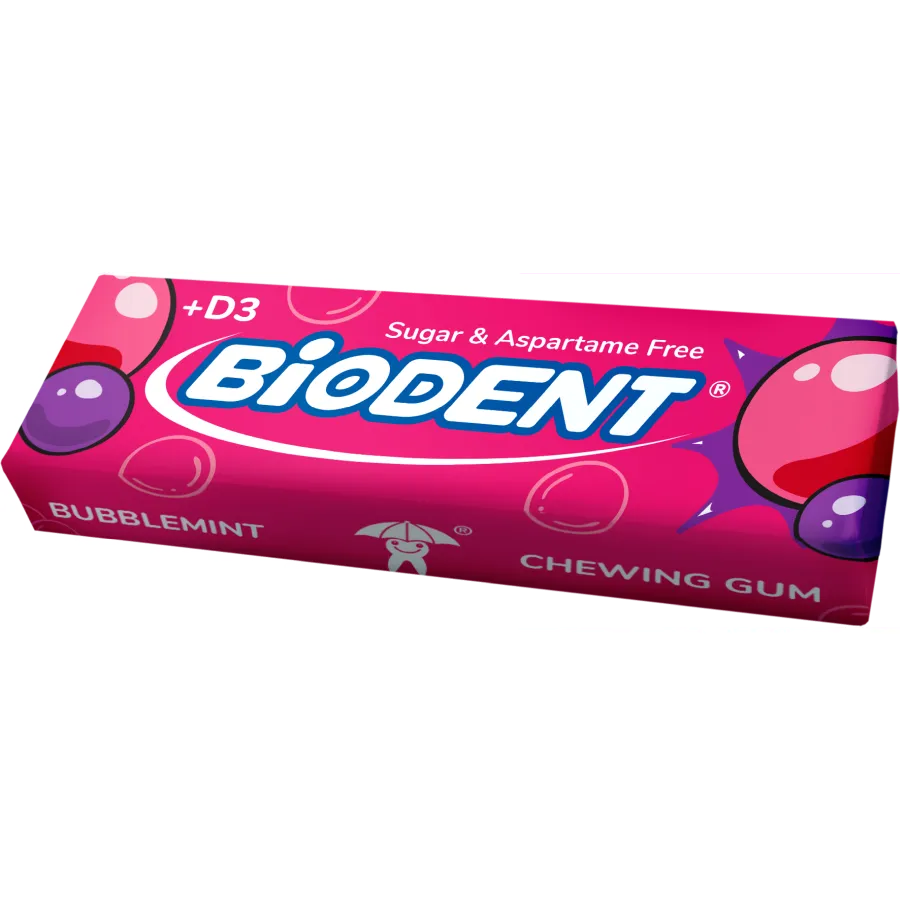 Biodent Chewing Gum (10 x PCS) – Bubble Mint+Vit.D